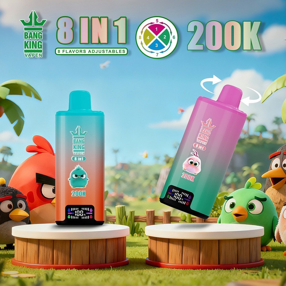 Bang King 200K 8in1 使い捨てVAPE｜200,000パフ・650mAh・Type-C・スマートLED - 画像 (3)
