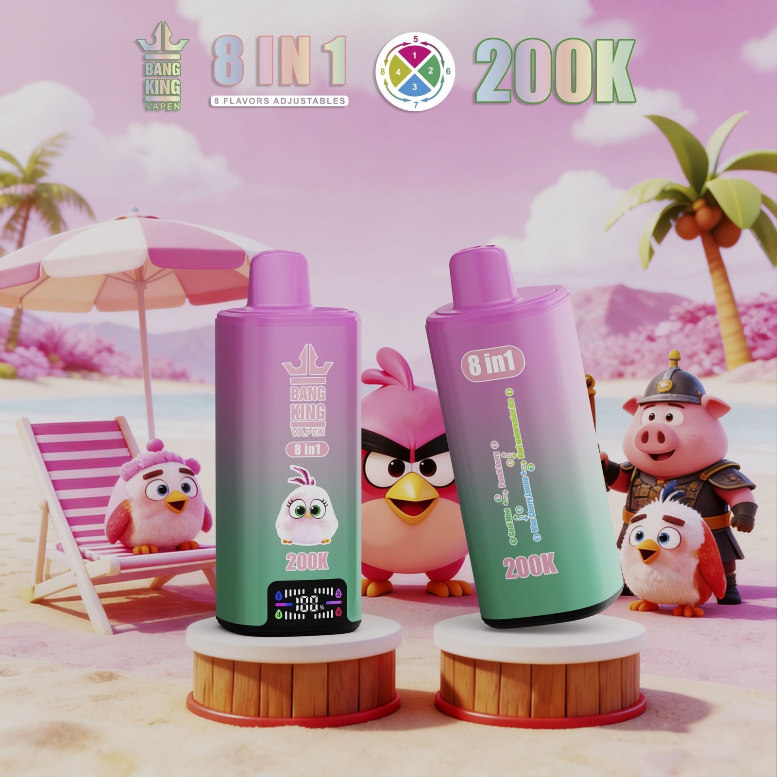 Bang King 200K 8in1 使い捨てVAPE｜200,000パフ・650mAh・Type-C・スマートLED - 画像 (8)