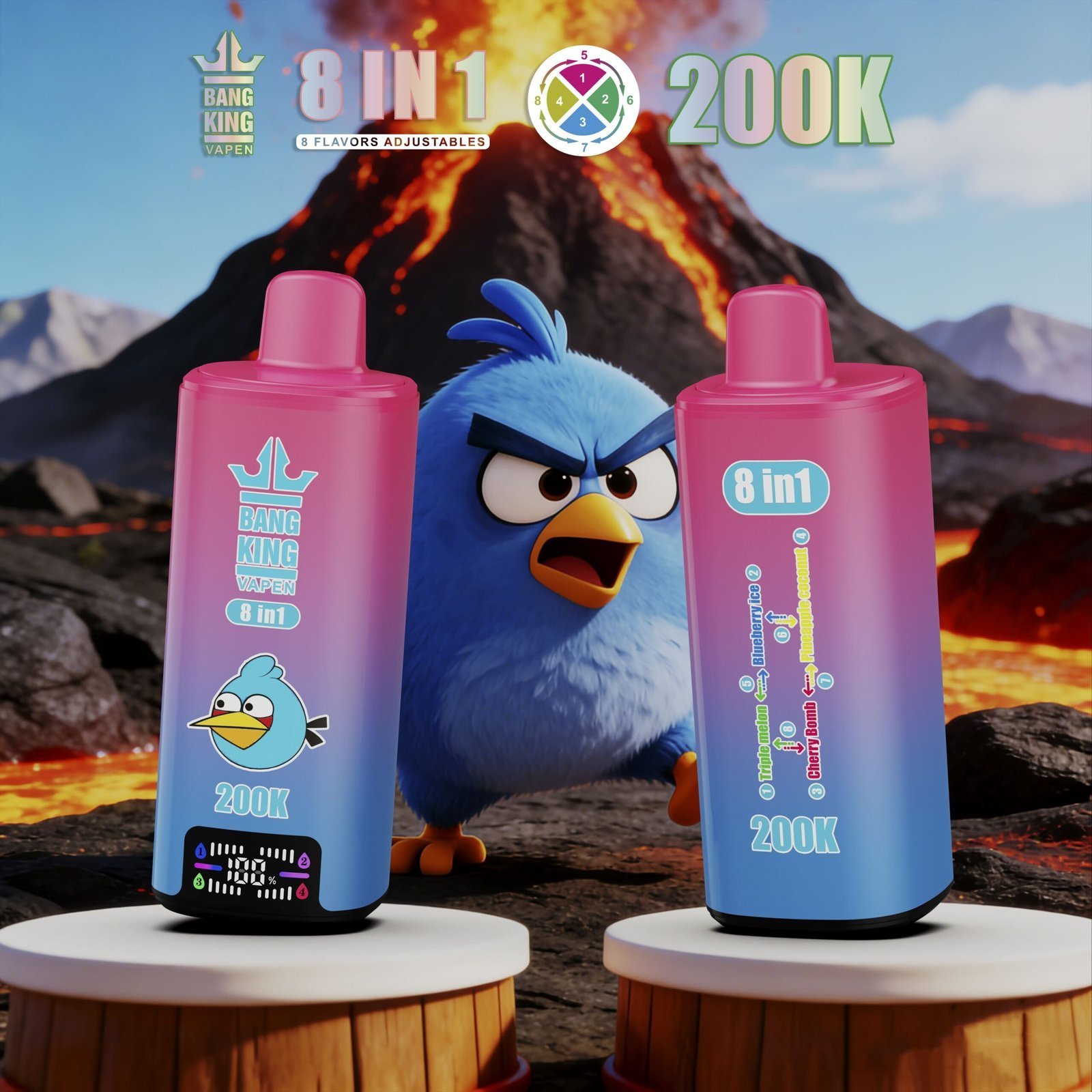 Bang King 200K 8in1 使い捨てVAPE｜200,000パフ・650mAh・Type-C・スマートLED - 画像 (7)