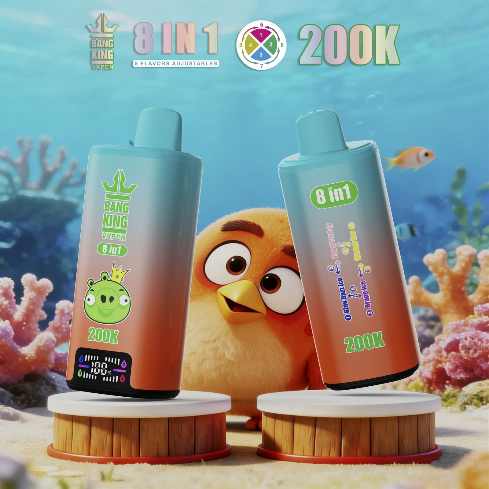 Bang King 200K 8in1 使い捨てVAPE｜200,000パフ・650mAh・Type-C・スマートLED - 画像 (5)