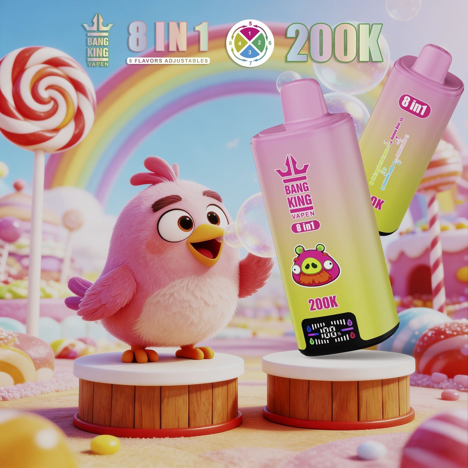 Bang King 200K 8in1 使い捨てVAPE｜200,000パフ・650mAh・Type-C・スマートLED - 画像 (11)