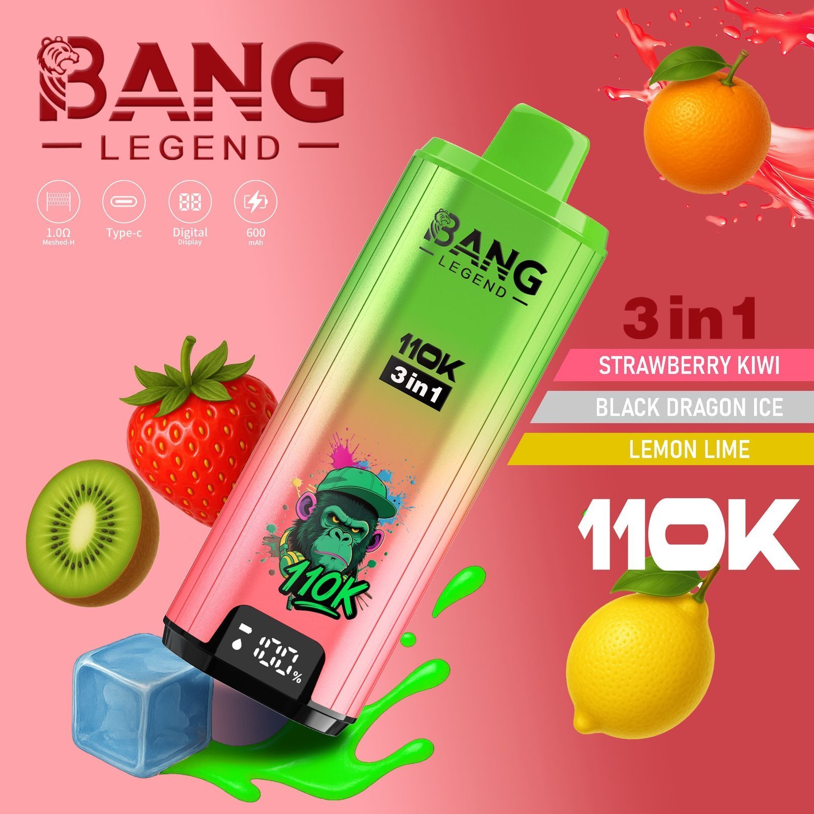 Bang Legend 110K 3フレーバー使い捨てVAPE｜110,000パフ・850mAh・Type-C・0％/2％/3％/5％ - 画像 (10)
