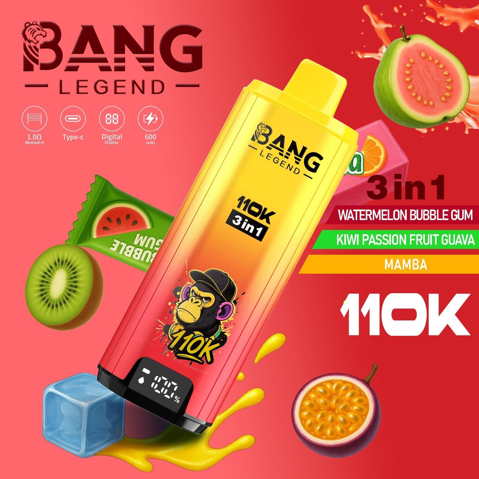 Bang Legend 110K 3フレーバー使い捨てVAPE｜110,000パフ・850mAh・Type-C・0％/2％/3％/5％ - 画像 (13)