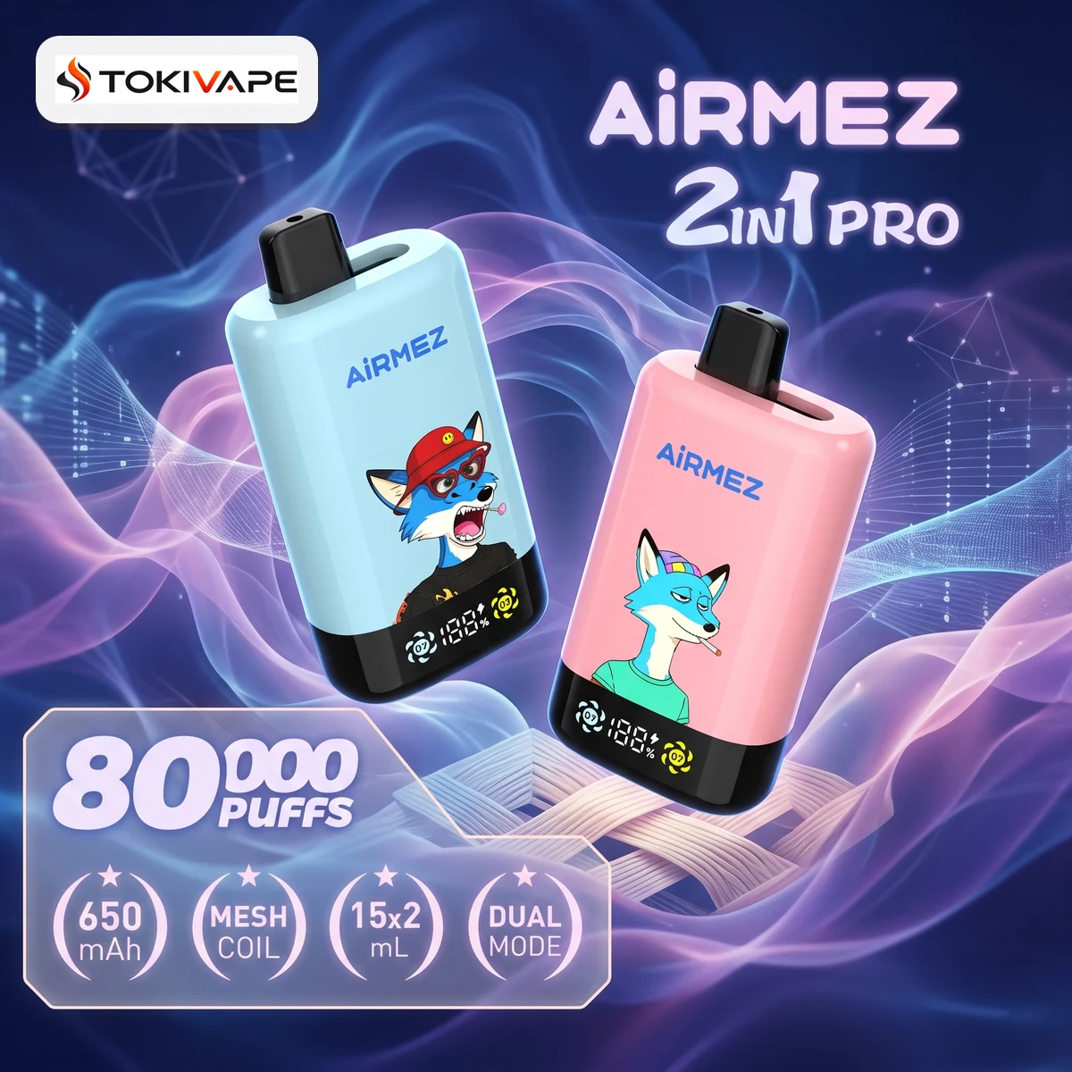 Airmez 80K 2in1|2フレーバー切替・650mAh・80,000パフ Airmez 80K 2in1|2フレーバー切替・650mAh・80,000パフ