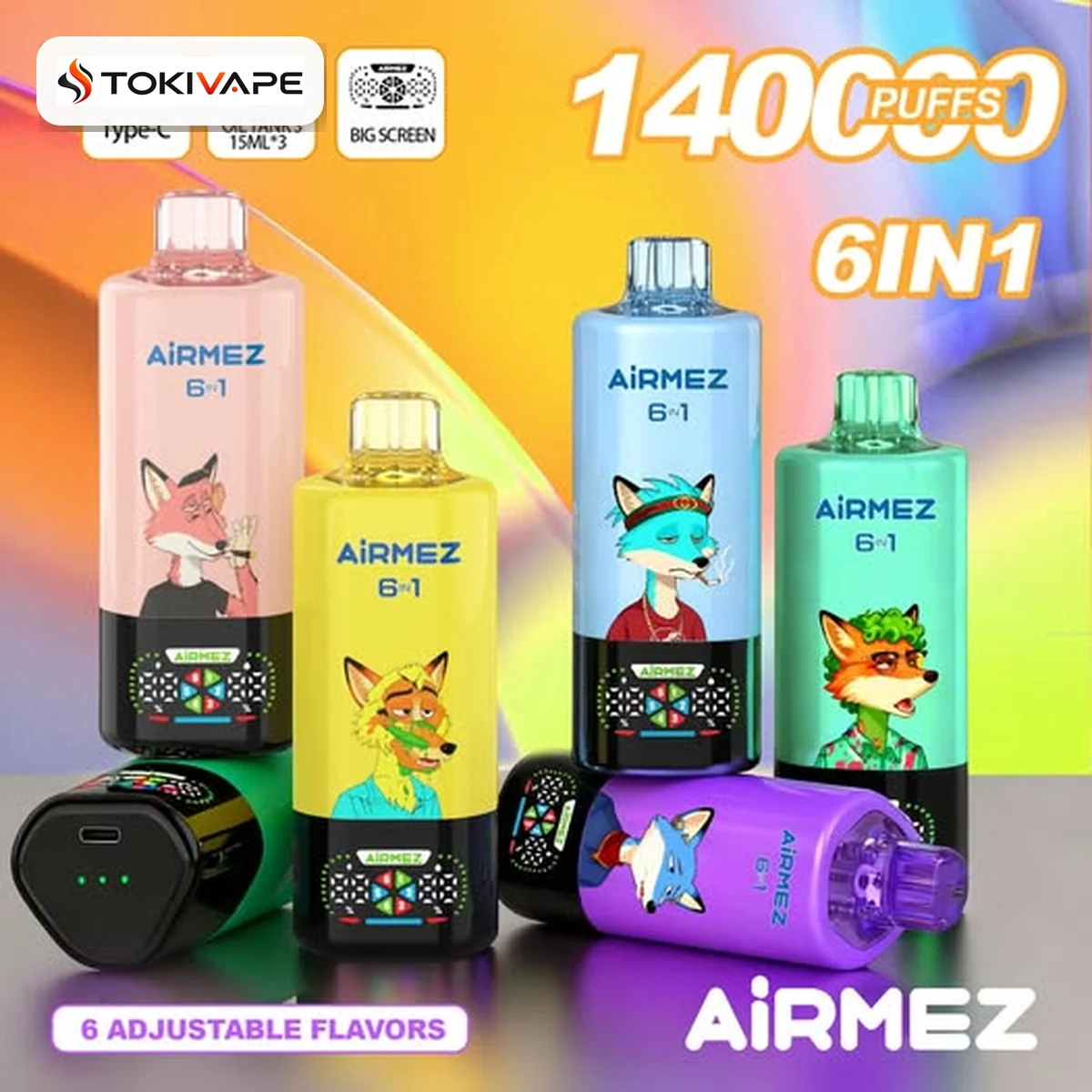Airmez Fox 140K 6in1 使い捨てVAPE|45ml・Type-C充電・2% Airmez Fox 140K 6in1 使い捨てVAPE|45ml・Type-C充電・2%