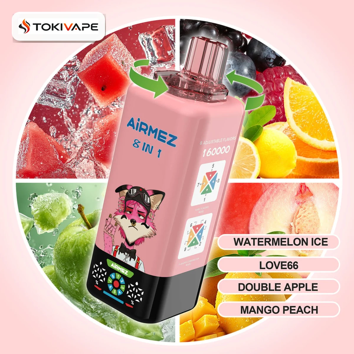 Airmez Fox 160000 Puffs 8in1|160,000パフ・650mAh・8フレーバー切替 Airmez Fox 160000 Puffs 8in1|160,000パフ・650mAh・8フレーバー切替
