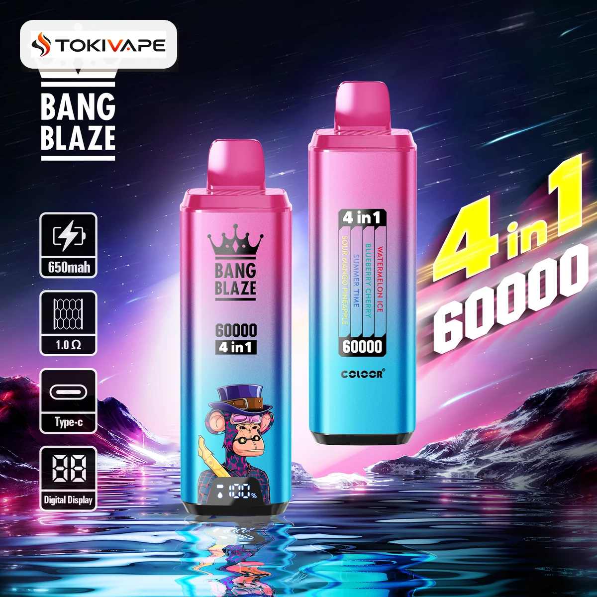Bang Blaze 60K 4in1 使い捨てVAPE|60ml・Type-C充電・0%/2%/3%/5% Bang Blaze 60K 4in1 使い捨てVAPE|60ml・Type-C充電・0%/2%/3%/5%