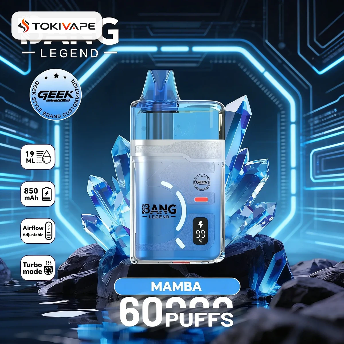 Bang Legend Geek 60K|19ml・850mAh・Turboモードの60,000パフ Bang Legend Geek 60K|19ml・850mAh・Turboモードの60,000パフ